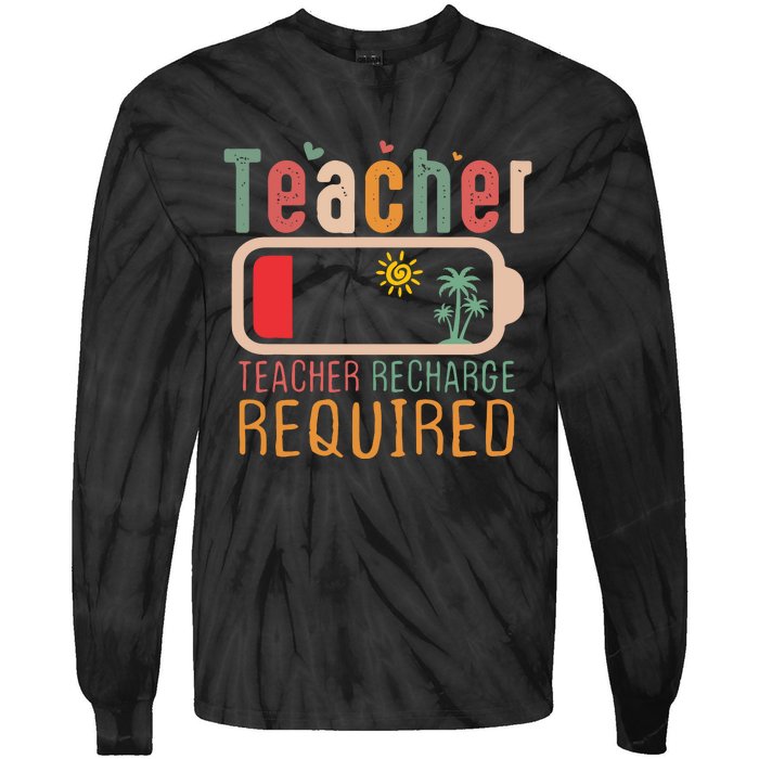 Teacher Summer Recharge Required Tie-Dye Long Sleeve Shirt