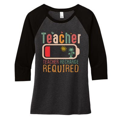 Teacher Summer Recharge Required Women's Tri-Blend 3/4-Sleeve Raglan Shirt