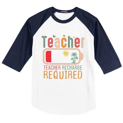 Teacher Summer Recharge Required Baseball Sleeve Shirt