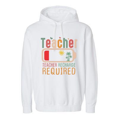 Teacher Summer Recharge Required Garment-Dyed Fleece Hoodie