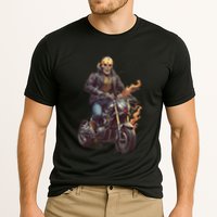 Trendy Skeleton Riding A Motorbike Cooling Performance Crew T-Shirt