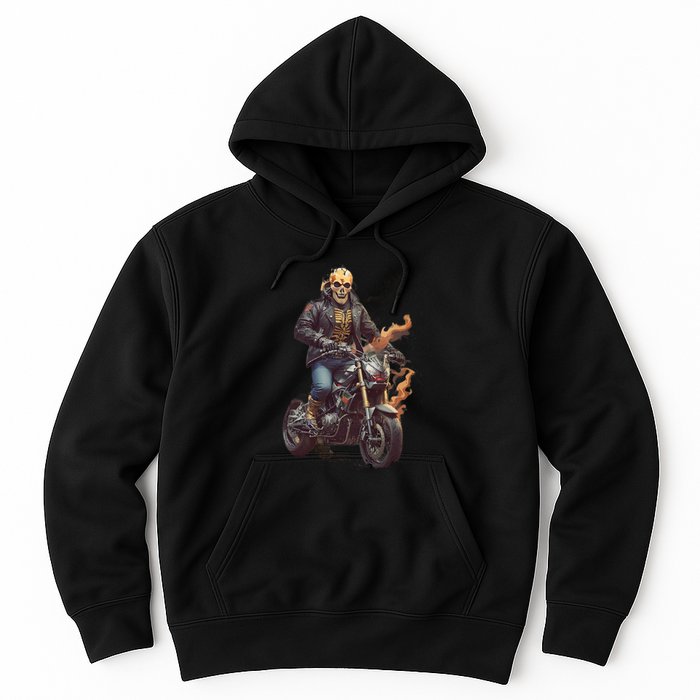 Trendy Skeleton Riding A Motorbike Hoodie