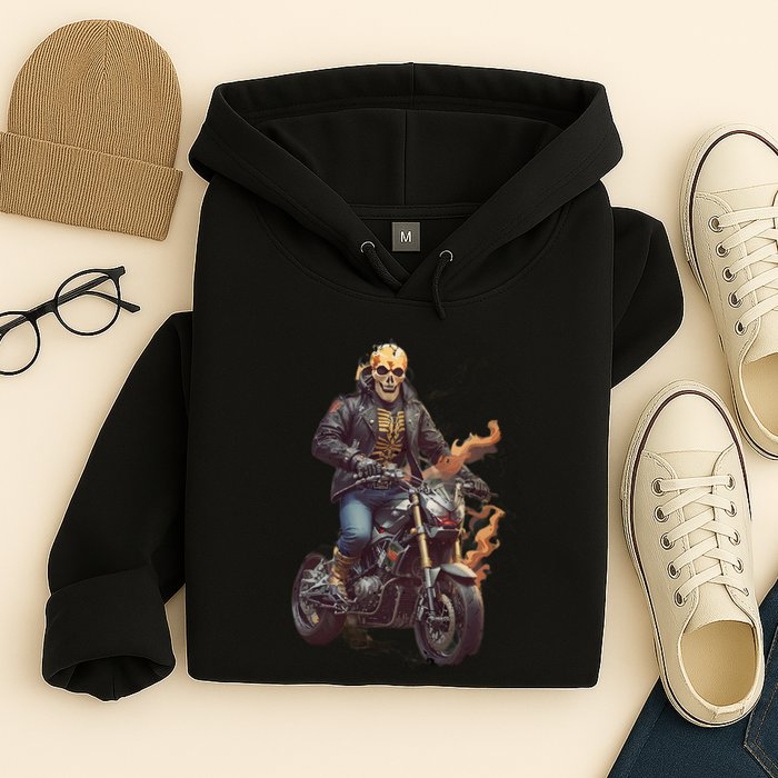 Trendy Skeleton Riding A Motorbike Hoodie