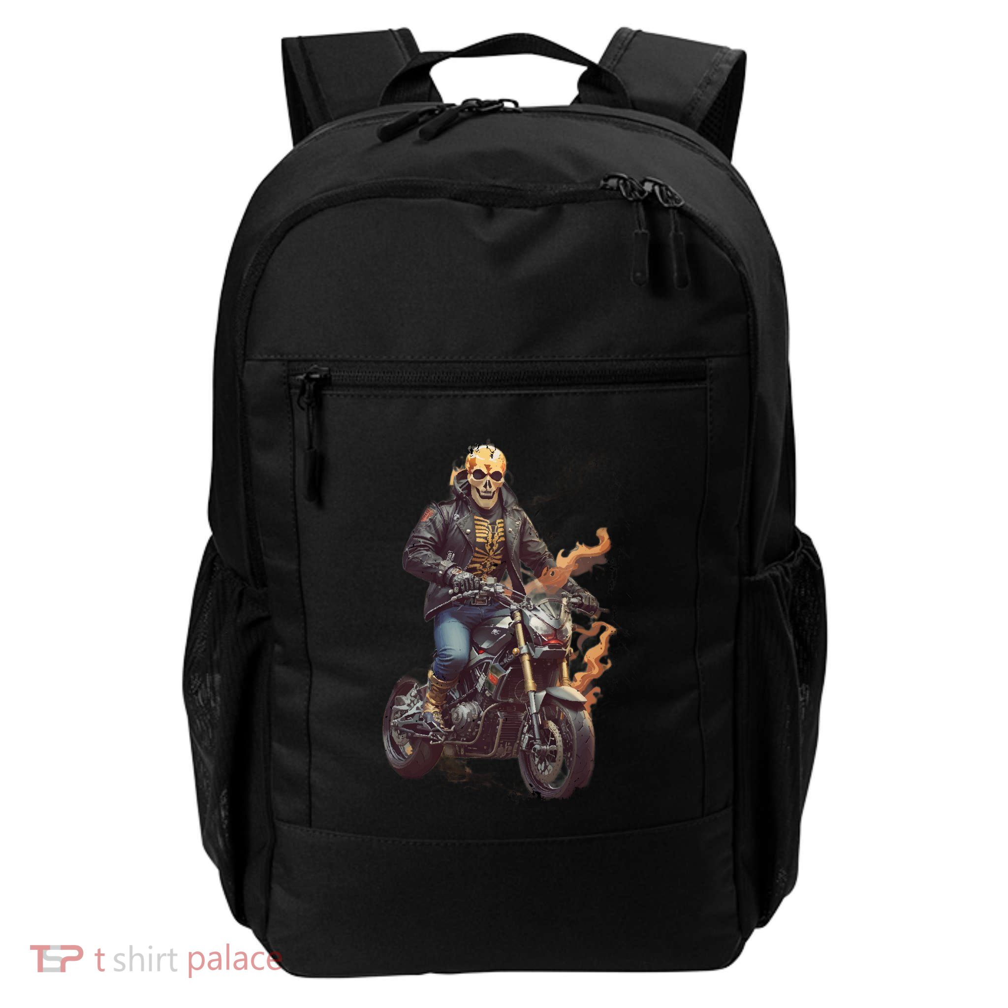 Trendy Skeleton Riding A Motorbike Daily Commute Backpack