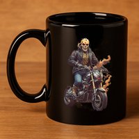 Trendy Skeleton Riding A Motorbike 11oz C Handle Ceramic Mug