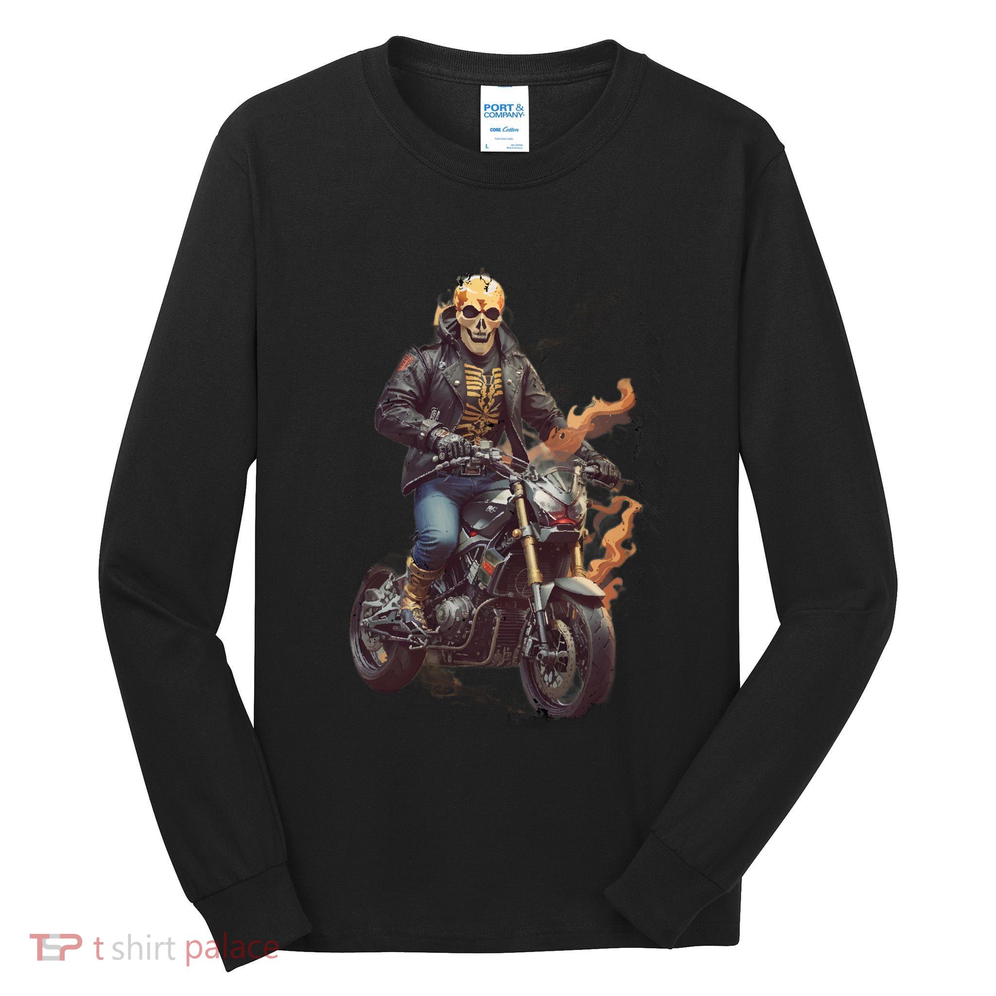Trendy Skeleton Riding A Motorbike Tall Long Sleeve T-Shirt