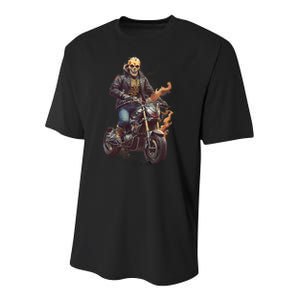 Trendy Skeleton Riding A Motorbike Youth Performance Sprint T-Shirt