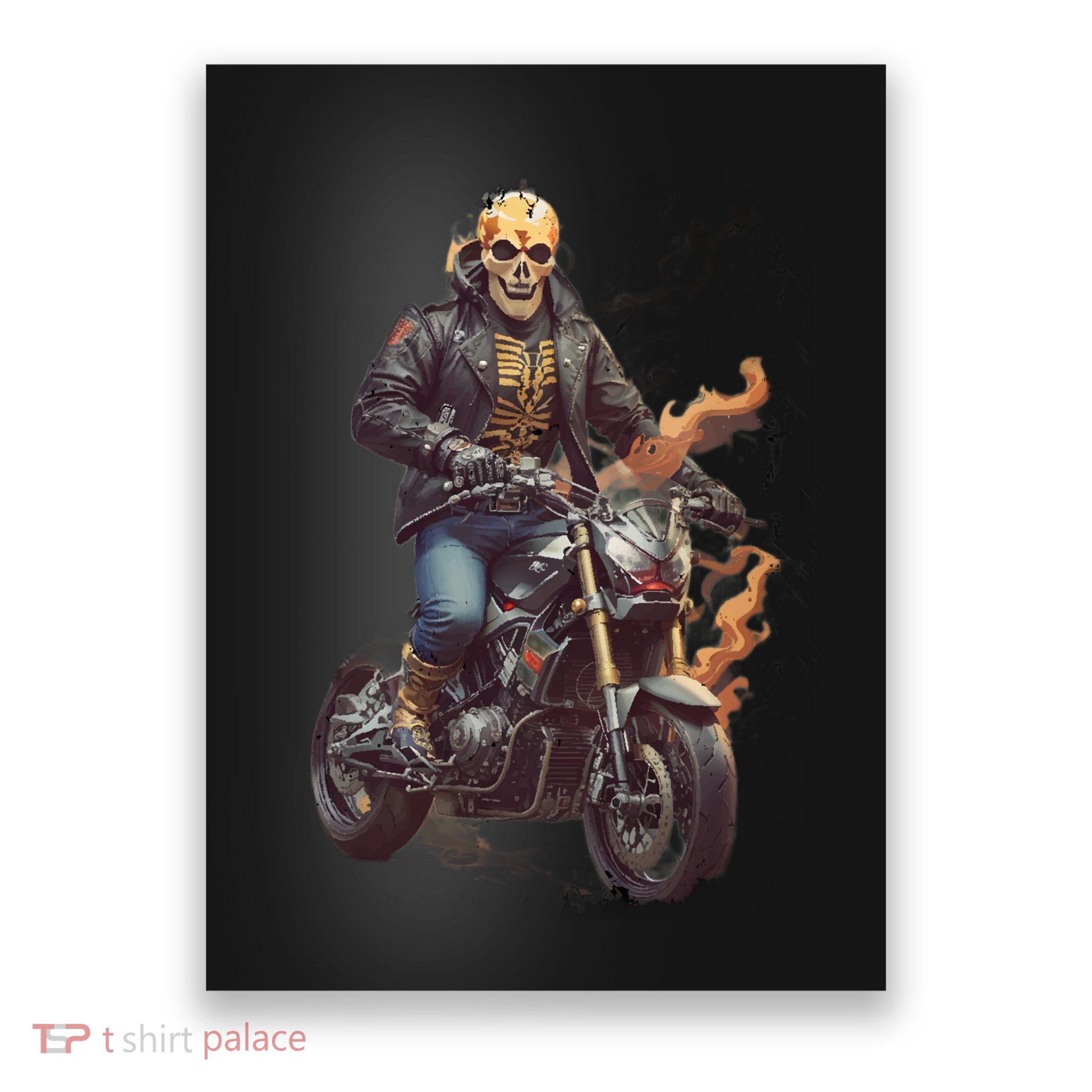 Trendy Skeleton Riding A Motorbike Poster