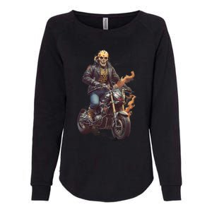 Trendy Skeleton Riding A Motorbike Womens California Wash Sweatshirt