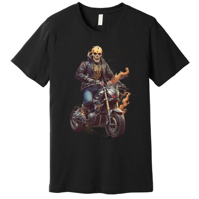 Trendy Skeleton Riding A Motorbike Premium T-Shirt