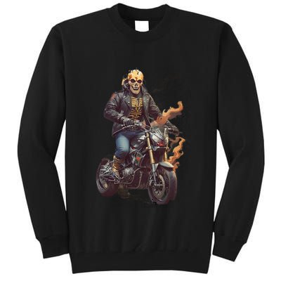 Trendy Skeleton Riding A Motorbike Tall Sweatshirt