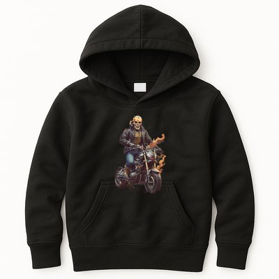 Trendy Skeleton Riding A Motorbike Kids Hoodie