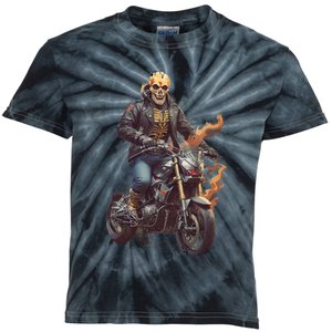 Trendy Skeleton Riding A Motorbike Kids Tie-Dye T-Shirt