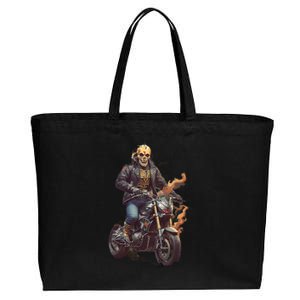 Trendy Skeleton Riding A Motorbike Cotton Canvas Jumbo Tote