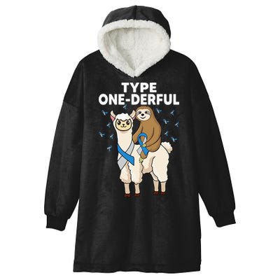 T1D sloth riding llama Type one derful Diabetes Awareness Hooded Wearable Blanket