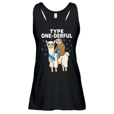 T1D sloth riding llama Type one derful Diabetes Awareness Ladies Essential Flowy Tank