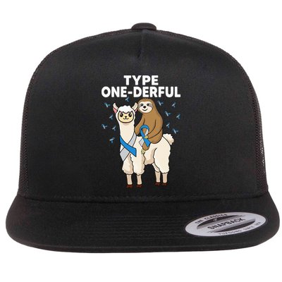 T1D sloth riding llama Type one derful Diabetes Awareness Flatbill Hat