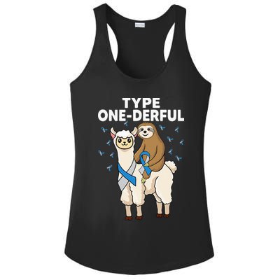 T1D sloth riding llama Type one derful Diabetes Awareness Ladies PosiCharge Competitor Racerback Tank