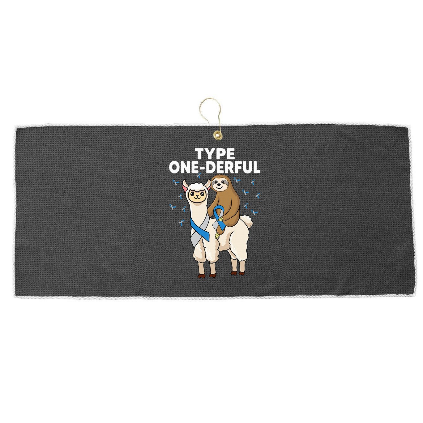 T1D sloth riding llama Type one derful Diabetes Awareness Large Microfiber Waffle Golf Towel