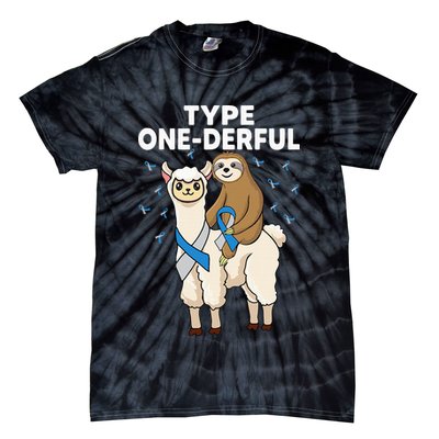 T1D sloth riding llama Type one derful Diabetes Awareness Tie-Dye T-Shirt