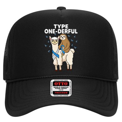 T1D sloth riding llama Type one derful Diabetes Awareness Trucker Hat
