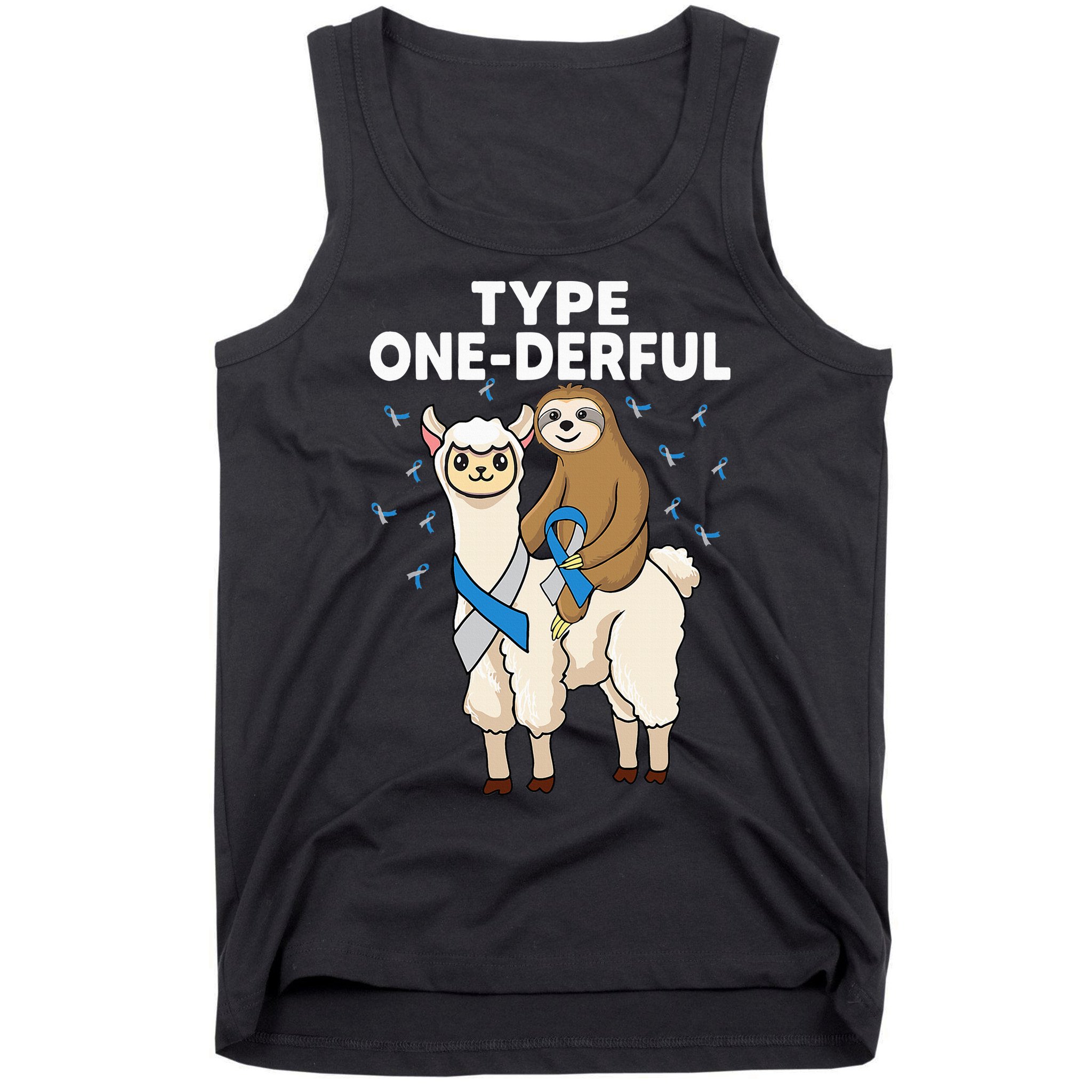 T1D sloth riding llama Type one derful Diabetes Awareness Tank Top
