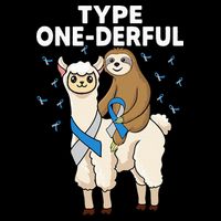 T1D sloth riding llama Type one derful Diabetes Awareness Tank Top