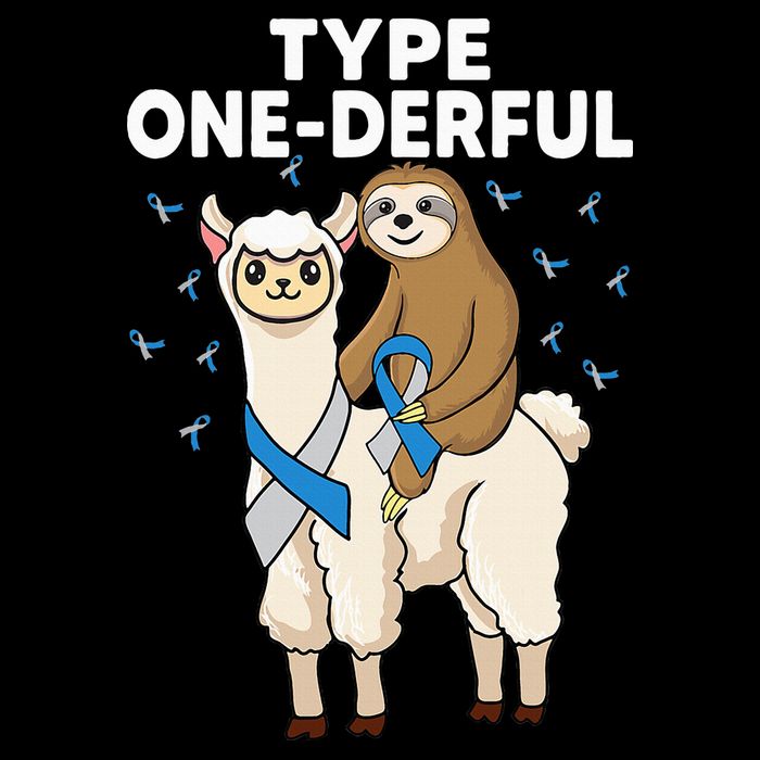T1D sloth riding llama Type one derful Diabetes Awareness Tank Top