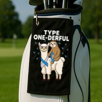 T1D sloth riding llama Type one derful Diabetes Awareness Golf Towel