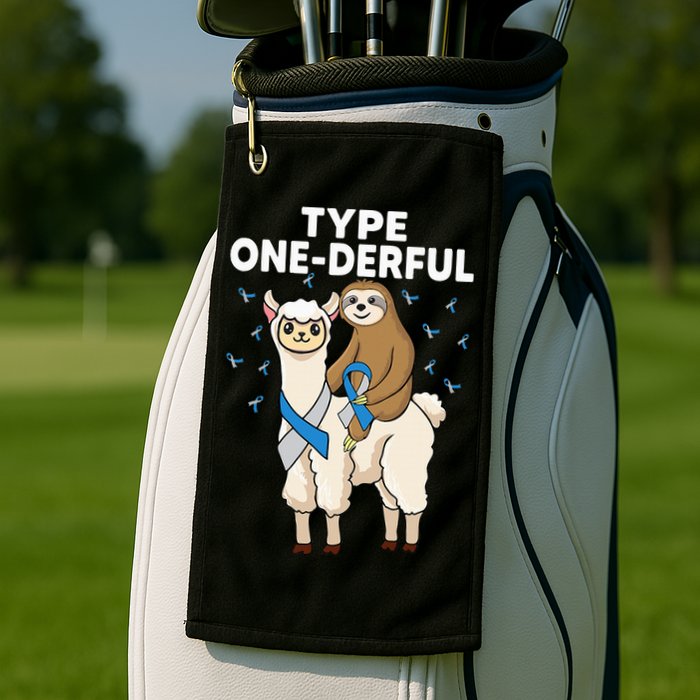 T1D sloth riding llama Type one derful Diabetes Awareness Golf Towel