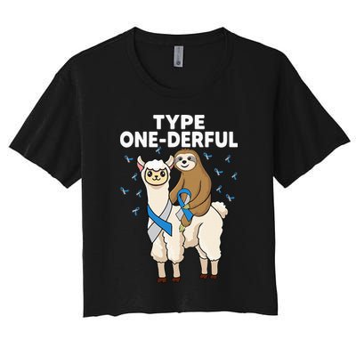 T1D sloth riding llama Type one derful Diabetes Awareness Crop Top
