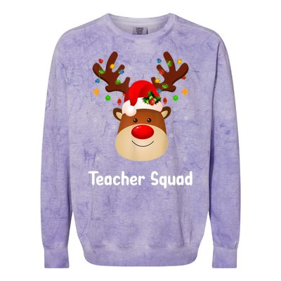 Teacher Squad Reindeer Colorblast Crewneck Sweatshirt