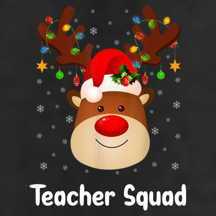 Teacher Squad Reindeer 7 Panel Mesh Trucker Snapback Hat