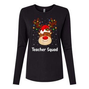 Teacher Squad Reindeer Womens Cotton Relaxed Long Sleeve T-Shirt