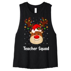 Teacher Squad Reindeer Women's Racerback Cropped Tank