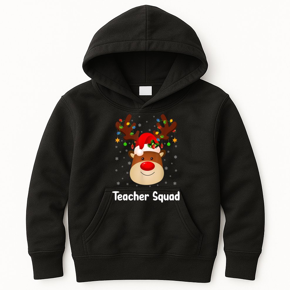 Teacher Squad Reindeer Kids Hoodie