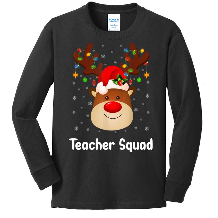 Teacher Squad Reindeer Kids Long Sleeve Shirt