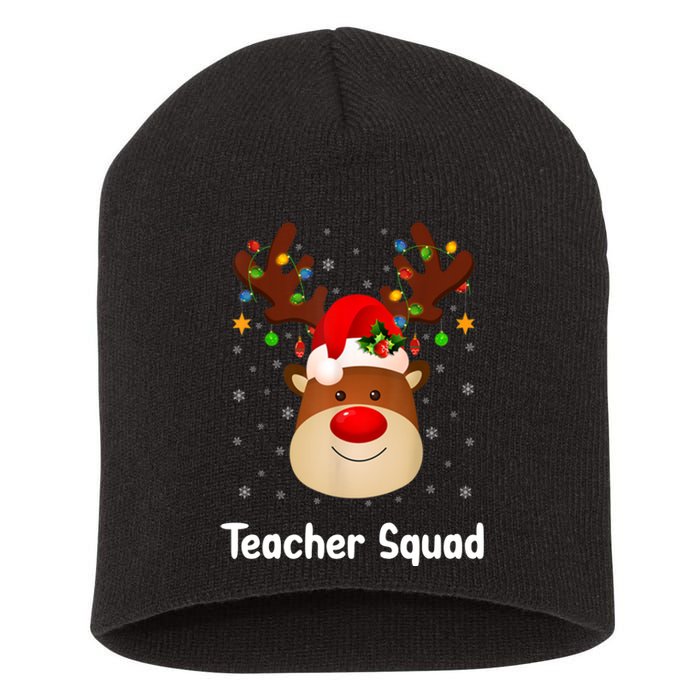 Teacher Squad Reindeer Short Acrylic Beanie