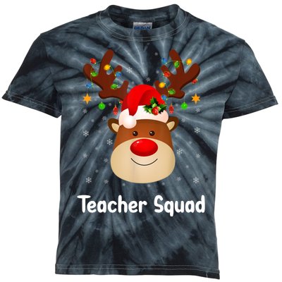 Teacher Squad Reindeer Kids Tie-Dye T-Shirt