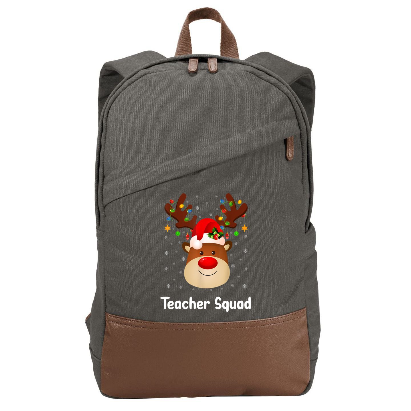 Teacher Squad Reindeer Cotton Canvas Backpack