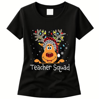 Teacher Squad Reindeer Funny Teacher Christmas Xmas Womens T-Shirt