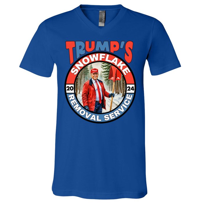 Trump Snowflake Removal Service Funny President Election Great Gift V-Neck T-Shirt