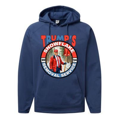 Trump Snowflake Removal Service Funny President Election Great Gift Performance Fleece Hoodie