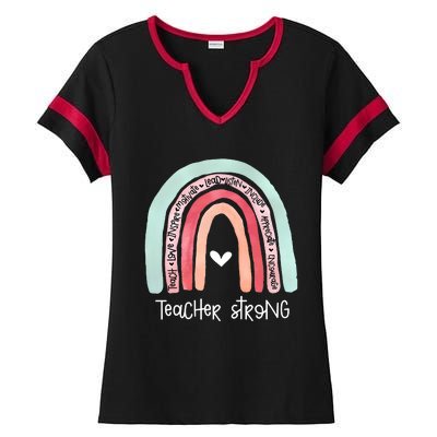 Teacher Strong Rainbow Teacher Life Ladies Halftime Notch Neck Tee