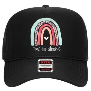 Teacher Strong Rainbow Teacher Life High Crown Mesh Back Trucker Hat