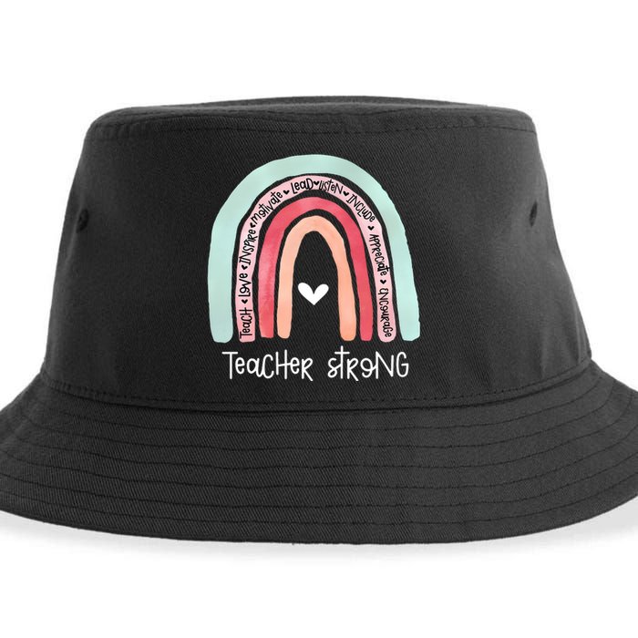 Teacher Strong Rainbow Teacher Life Sustainable Bucket Hat