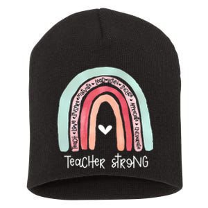 Teacher Strong Rainbow Teacher Life Short Acrylic Beanie