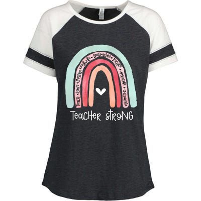 Teacher Strong Rainbow Teacher Life Enza Ladies Jersey Colorblock Tee