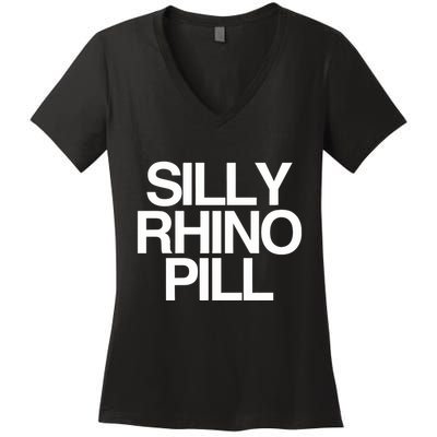 Tisakorean Silly Rhino Pill Women's V-Neck T-Shirt