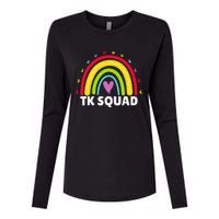 TK Squad Rainbow Transitional Kindergarten Teacher Womens Cotton Relaxed Long Sleeve T-Shirt